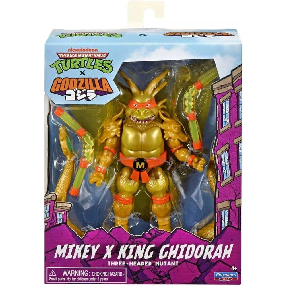Teenage Mutant Ninja Turtles x Godzilla 5 Inch Action Figure - Michelangelo x King Ghidora toy.