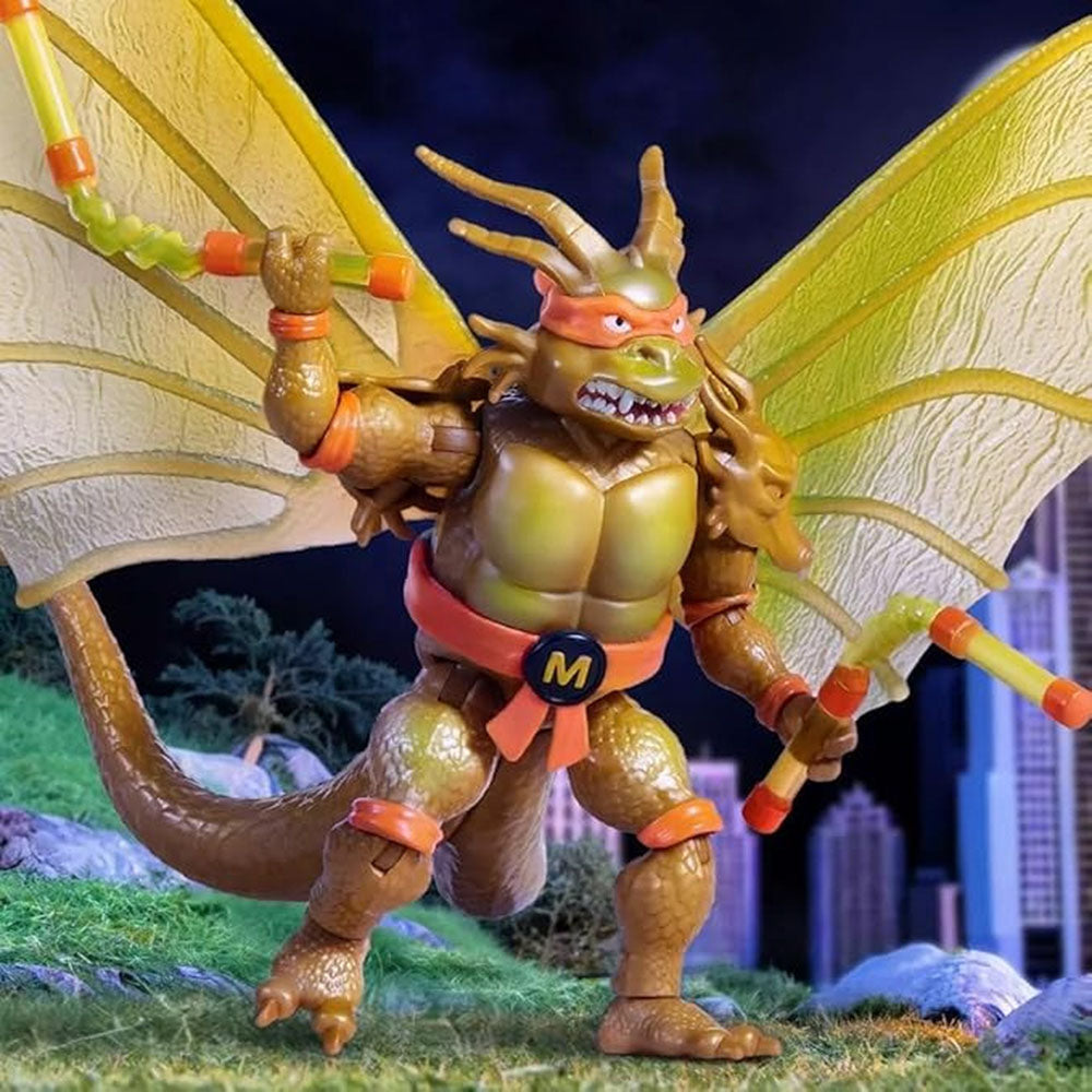 Teenage Mutant Ninja Turtles x Godzilla 5 Inch Action Figure - Michelangelo x King Ghidora toy.