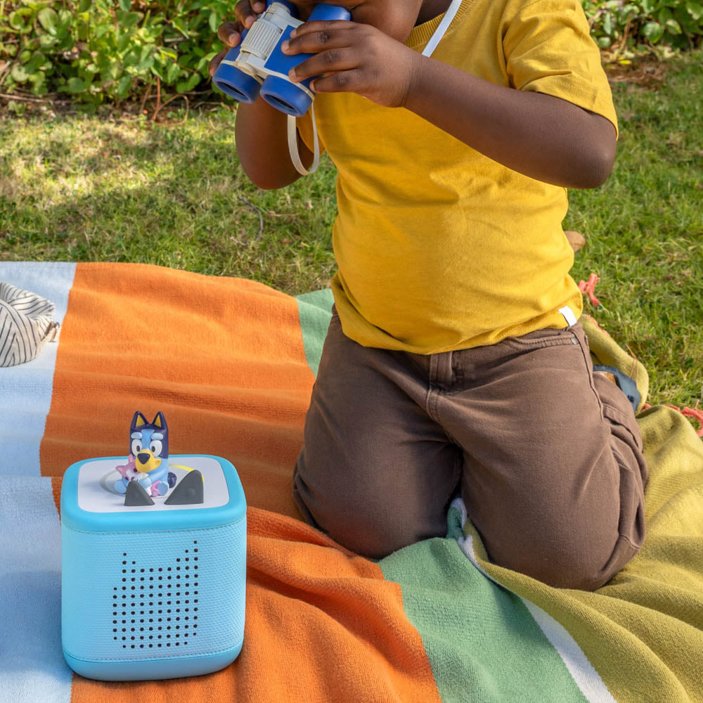 Child playing with the Tonies Bluey Toniebox 2 Full Starter Playset