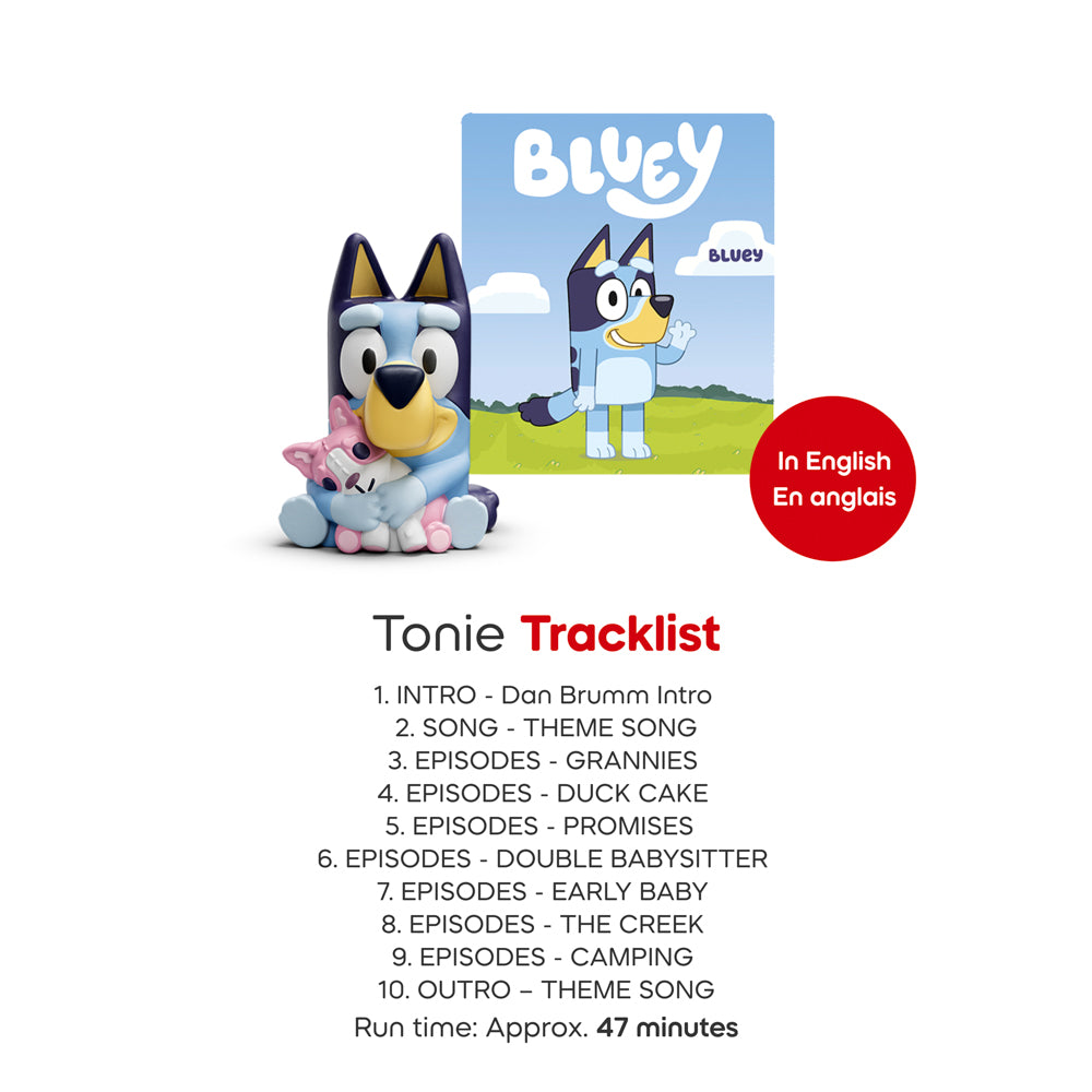 Bluey tracklist for the Tonies Bluey Toniebox 2 Full Starter Playset