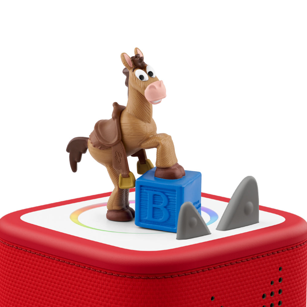 Tonies Audio Character - Disney Toy Story Bullseye figure, on top of toniebox
