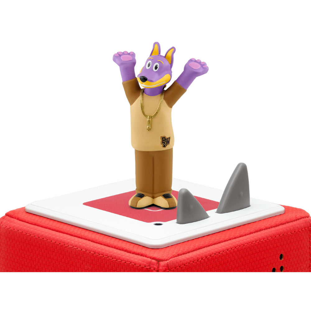 Tonies Audio Character Doggyland figure, on top of toniebox