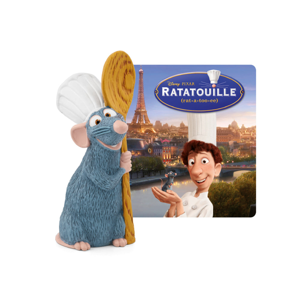 Tonies Audio Character - Ratatouille Remy figure, in front of movie poster