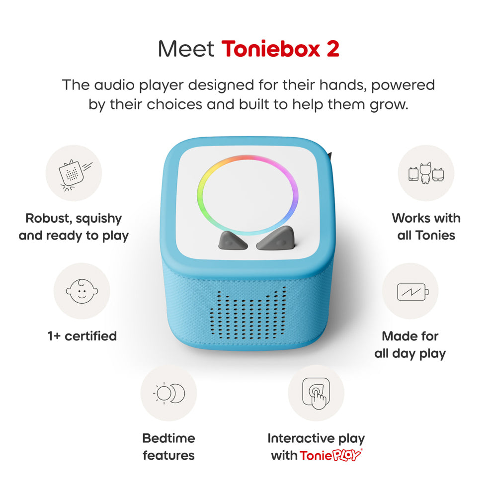 Toniebox 2 is robust, works with all tonies, and has a long battery life