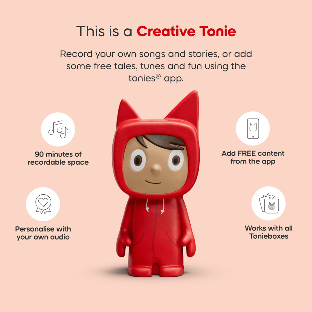 Creative tonie has 90 minutes of recordable space, Tonies Toniebox 2 Creative Tonie Rubie Starter Set Sunset Red speaker