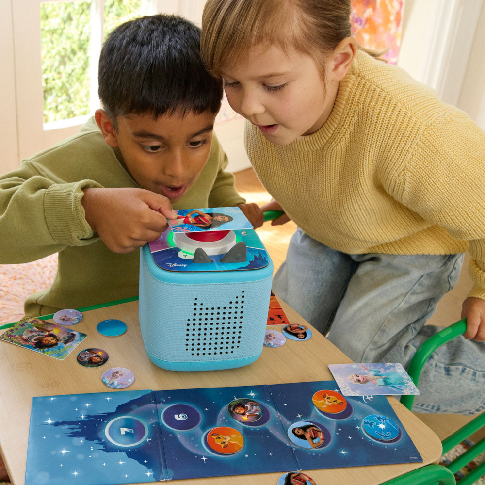 kids playing with the Tonies Tonieplay disc Disney Quiz Kingdom Game