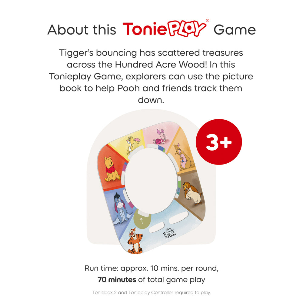 run time of 70 minutes for the Tonies Tonieplay Disney Winnie the Pooh Tigger's Mix-Up Fix-Up Game