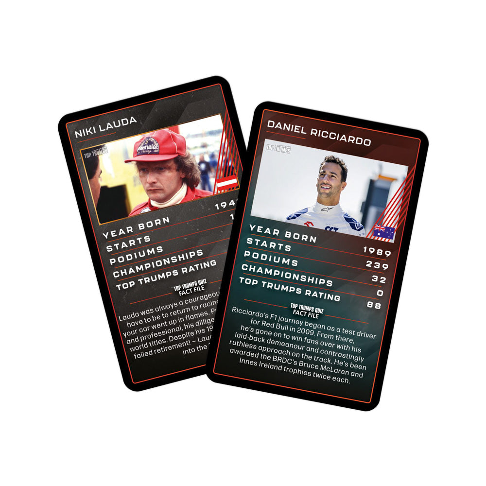 Top Trumps F1 Grand Prix Heroes Cards.