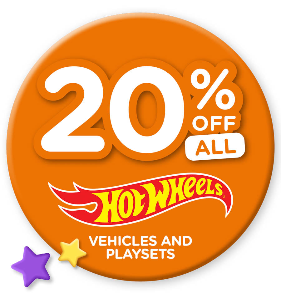 Toyworld Father's Day Sale, 20% off all Hot Wheels Vehicles & Playsets.