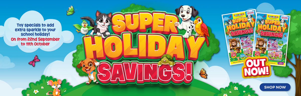 Banner for the Toyworld September - October School Holiday Digital Catalogue.