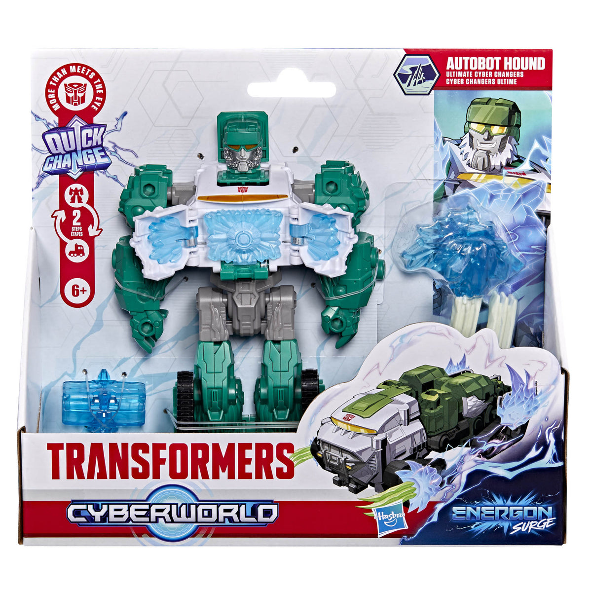 Transformers Cyberworld 6.5 Inch Quick Change Energon Surge Figure - Autobot Hound toy.