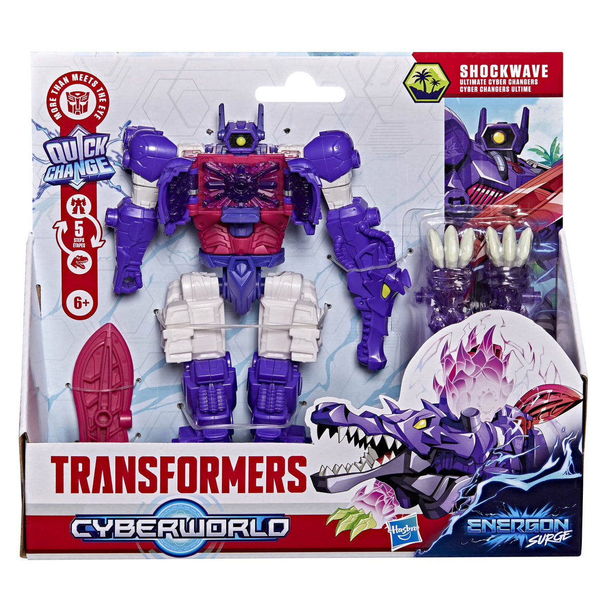 Transformers Cyberworld 6.5 Inch Quick Change Energon Surge Figure - Shockwave toy.