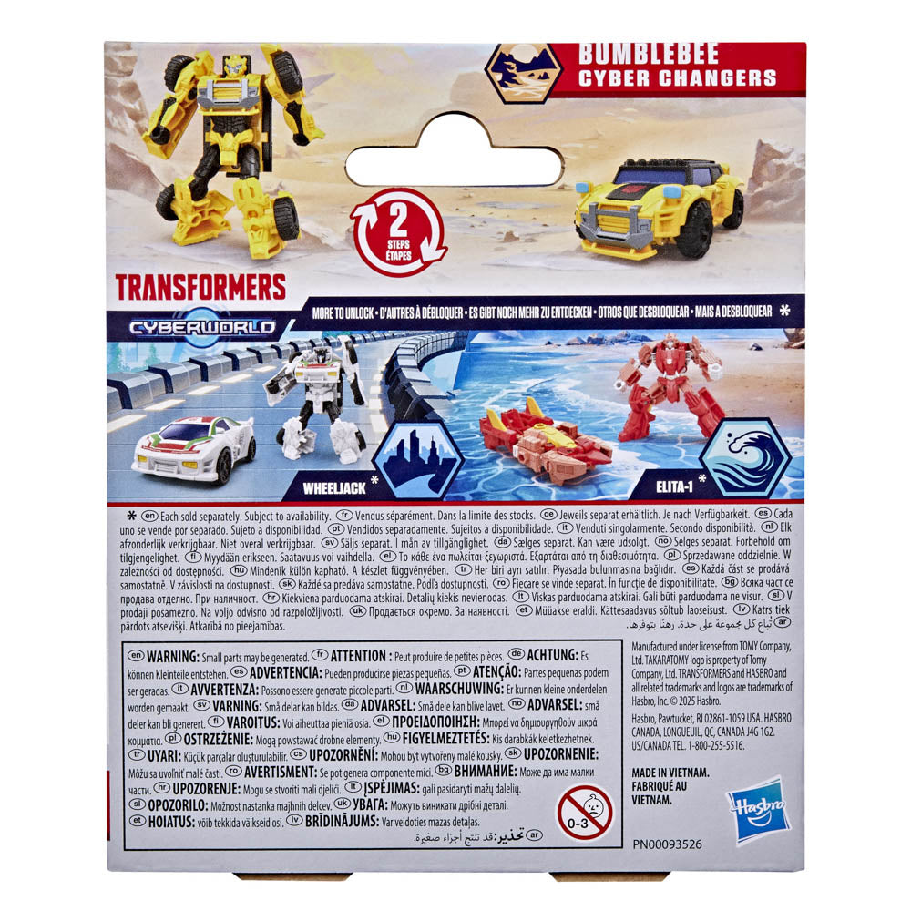 Back packaging of the Transformers Cyberworld Armored Cyber Changers - Bumblebee Offroad figure toy