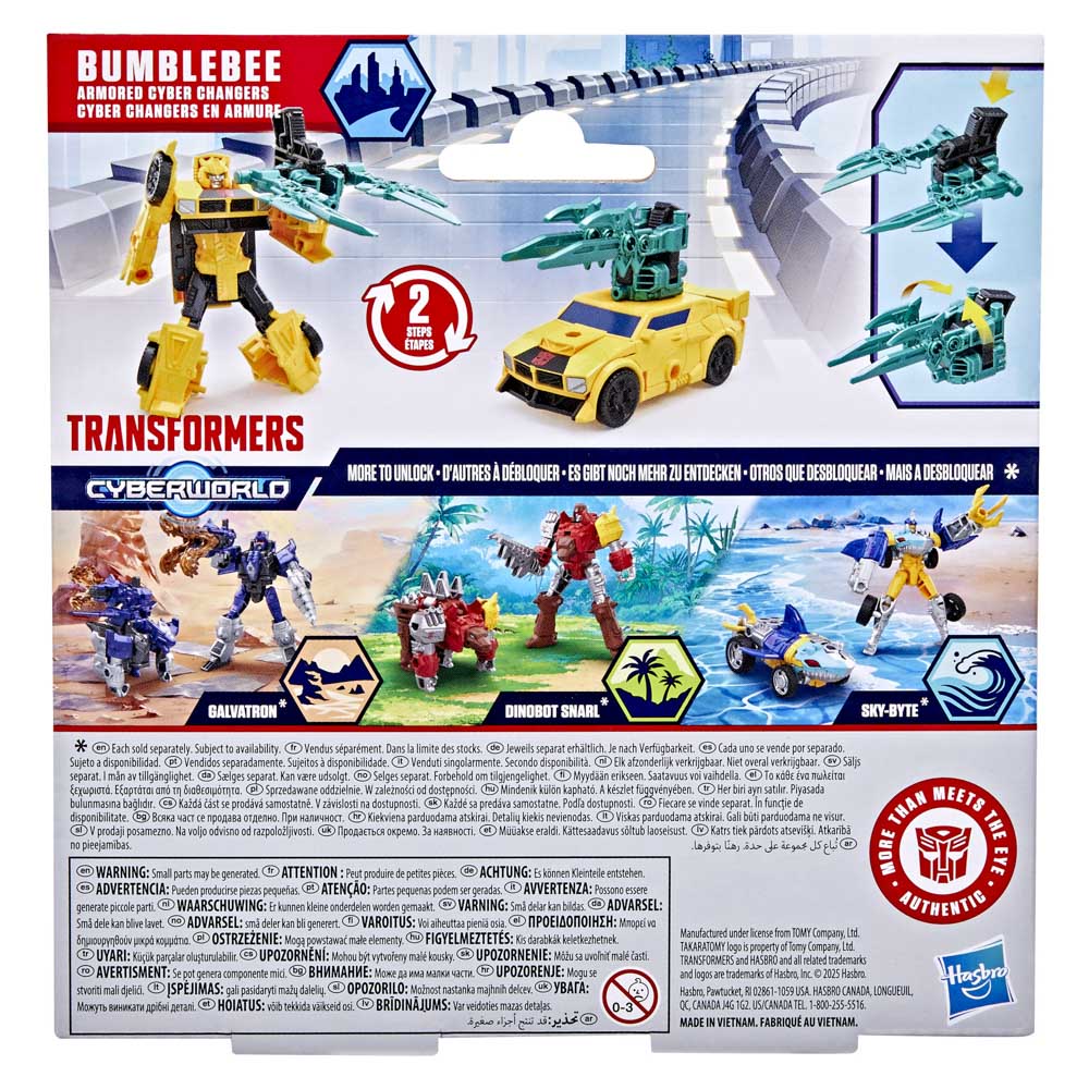 Back packaging of the Transformers Cyberworld Armored Cyber Changers Bumblebee