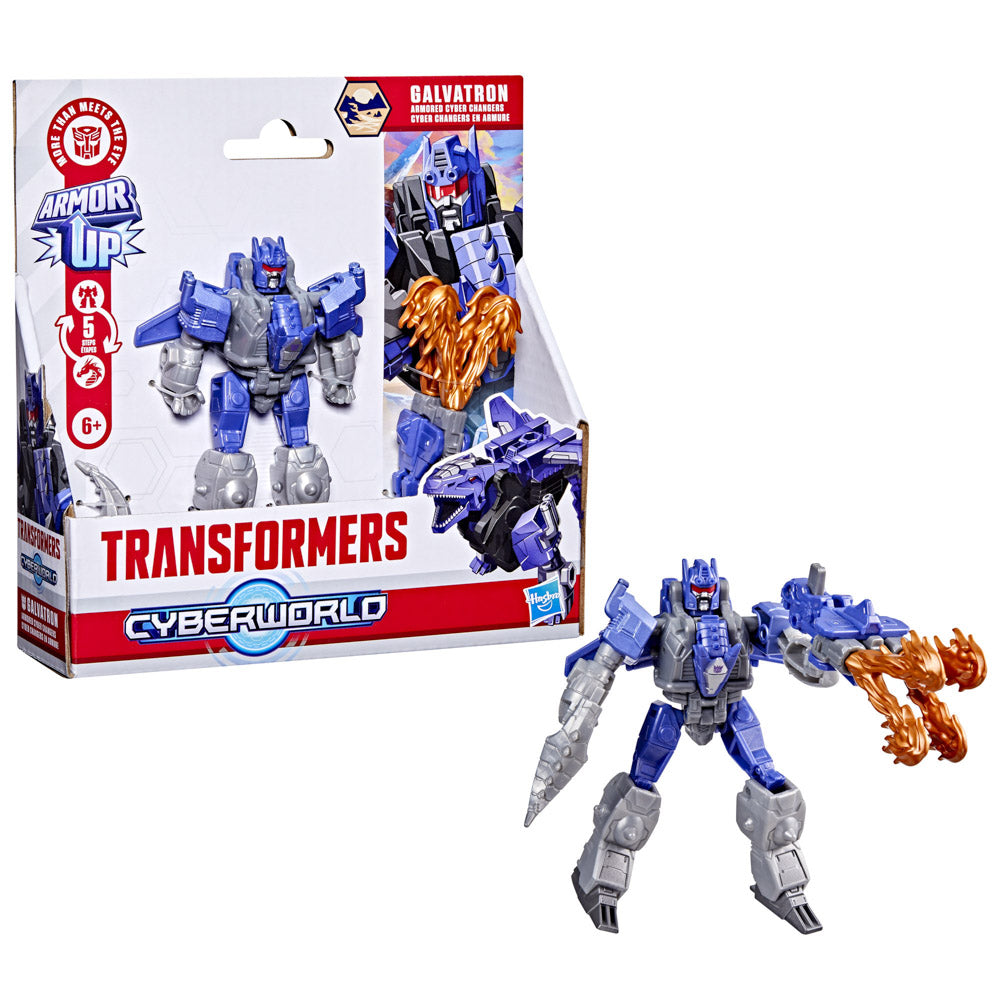 Transformers Cyberworld Armored Cyber Changers Galvatron figure, in front of packaging