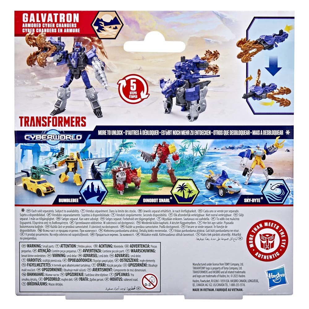 Back packaging for the Transformers Cyberworld Armored Cyber Changers Galvatron figure