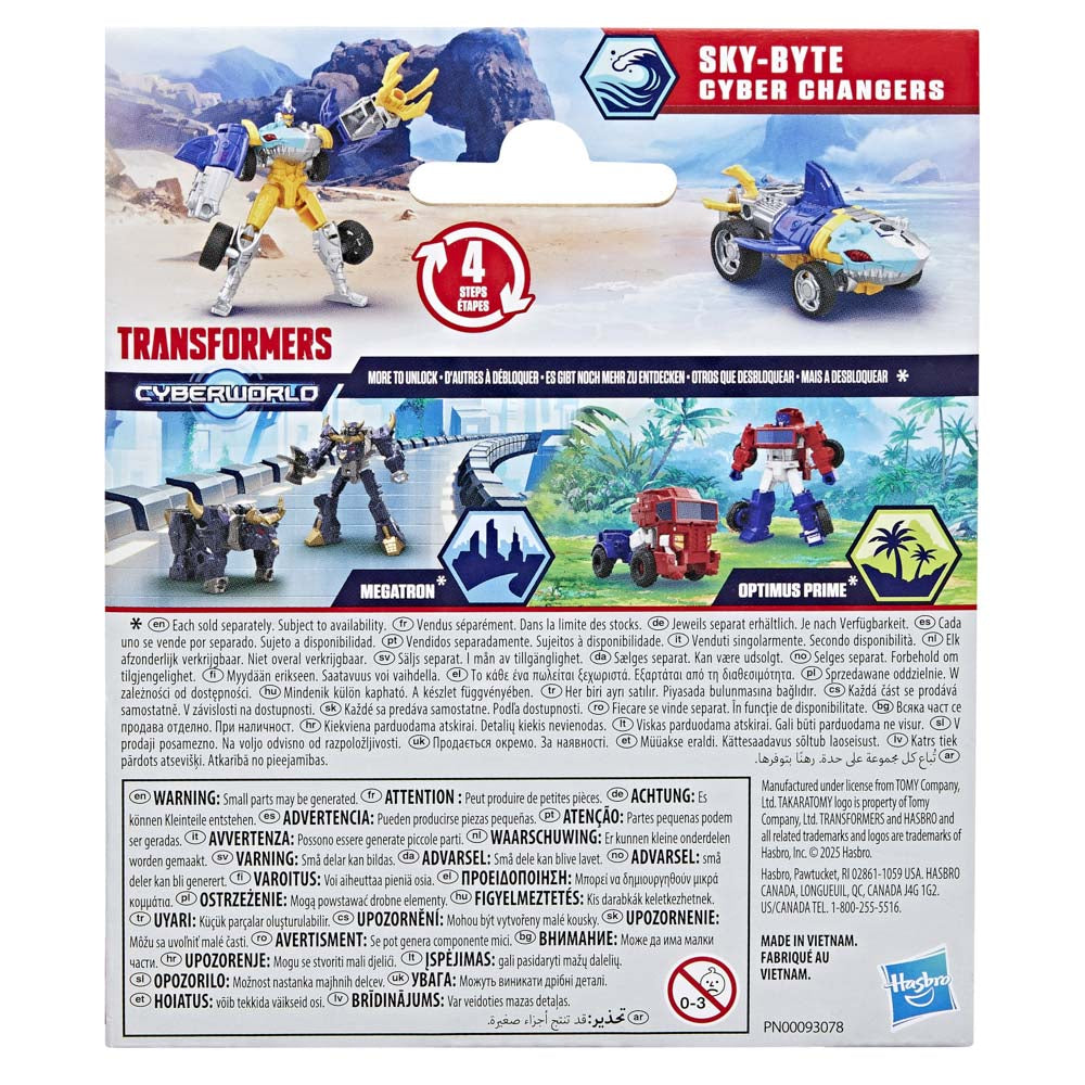 Back packaging of the Transformers Cyberworld Cyber Changers Sky-Byte