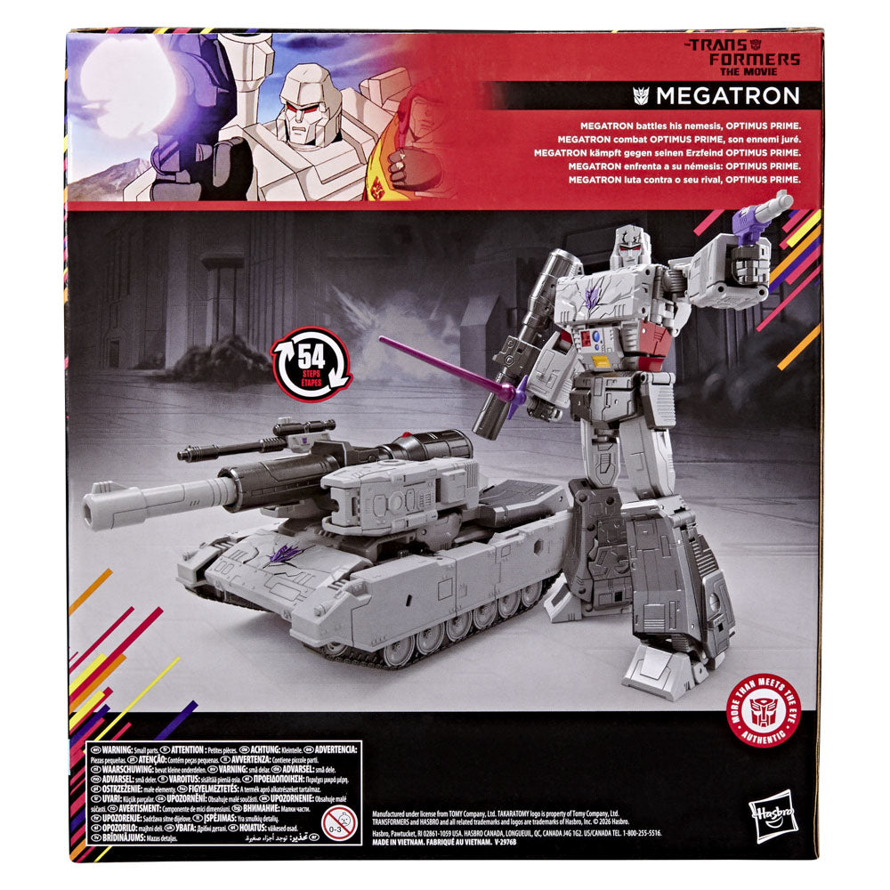 Back packaging of the Transformers: The Movie Studio Series MTMTE Collection Leader Class Megatron figure