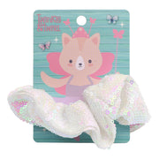 Twinkle & Twirl Sequin Scrunchie - White