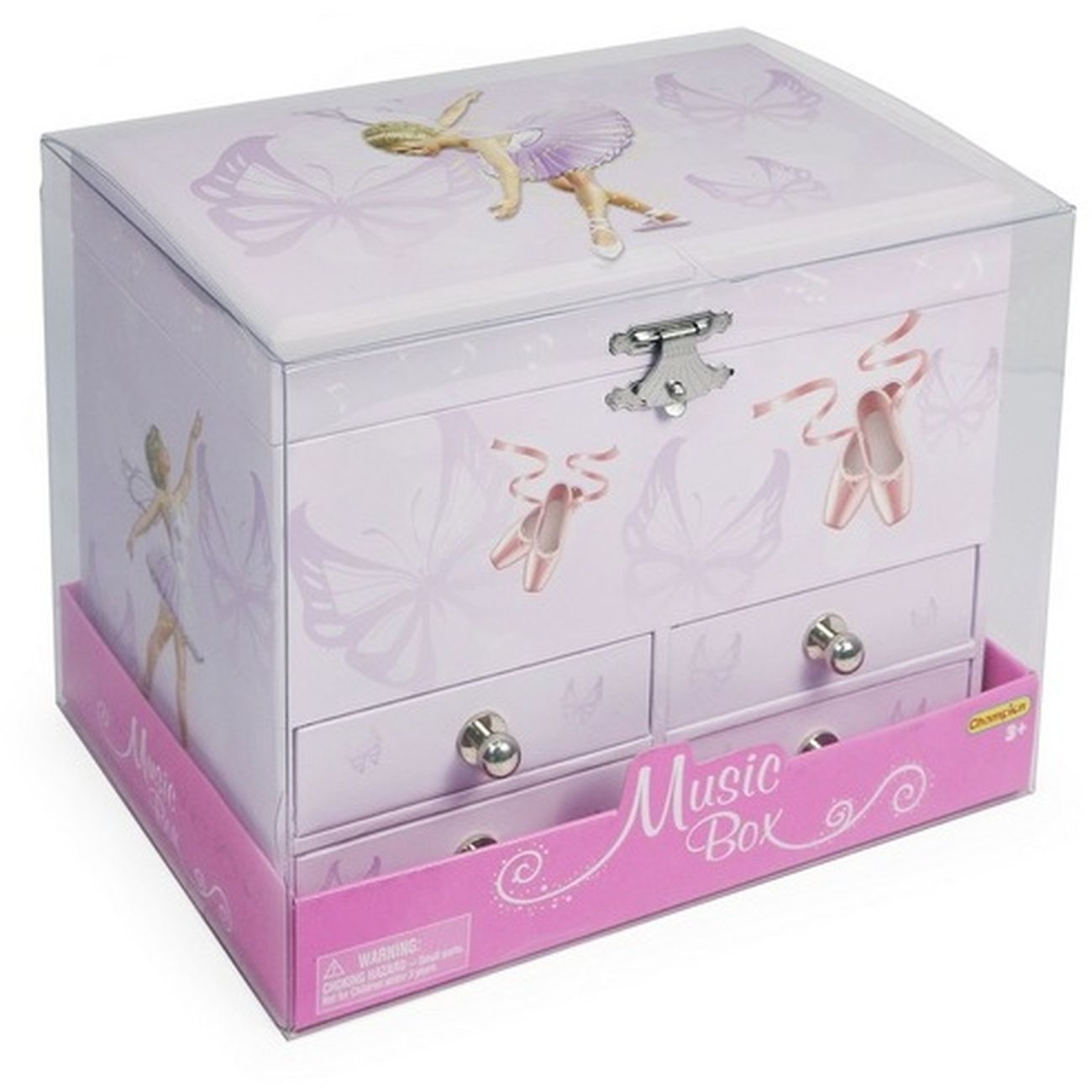 Twirling Dancing Ballerina Pink Music Box With Four Drawers
