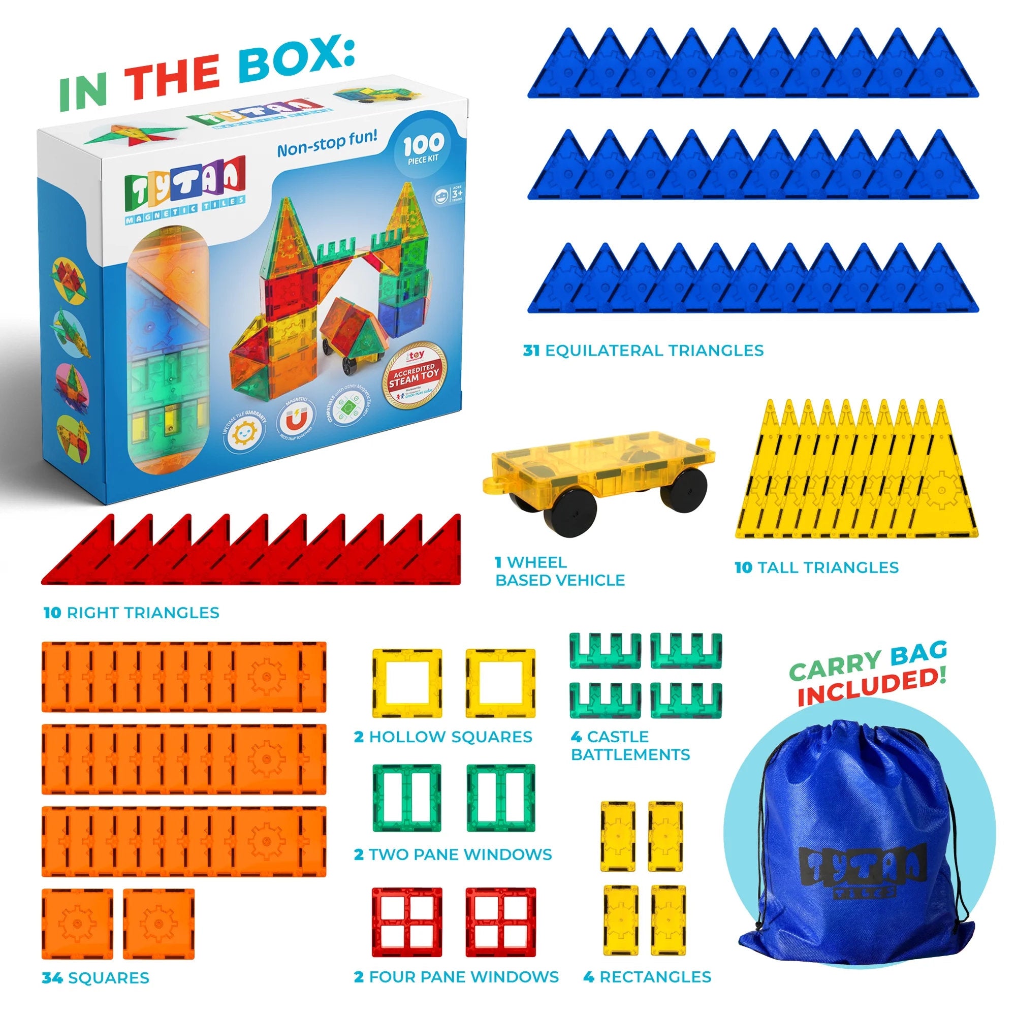 Tytan Magnetic Tiles 100 Piece Playset