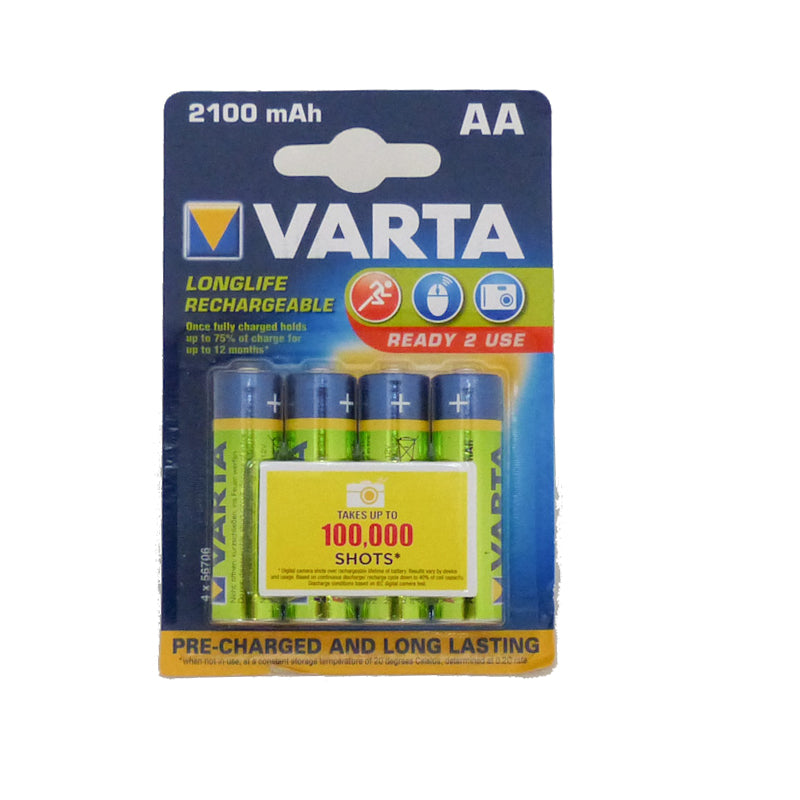 VARTA RECHARGEABLE BATTERIES 1200MAH AA 4 PACK
