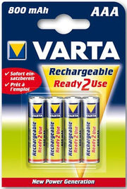 VARTA RECHARGEABLE BATTERIES 800MAH AAA 4 PACK