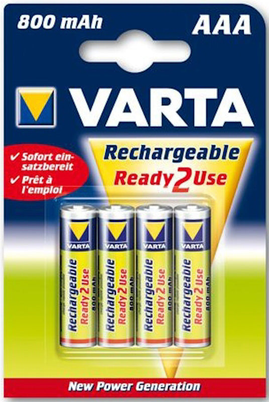 VARTA RECHARGEABLE BATTERIES 800MAH AAA 4 PACK