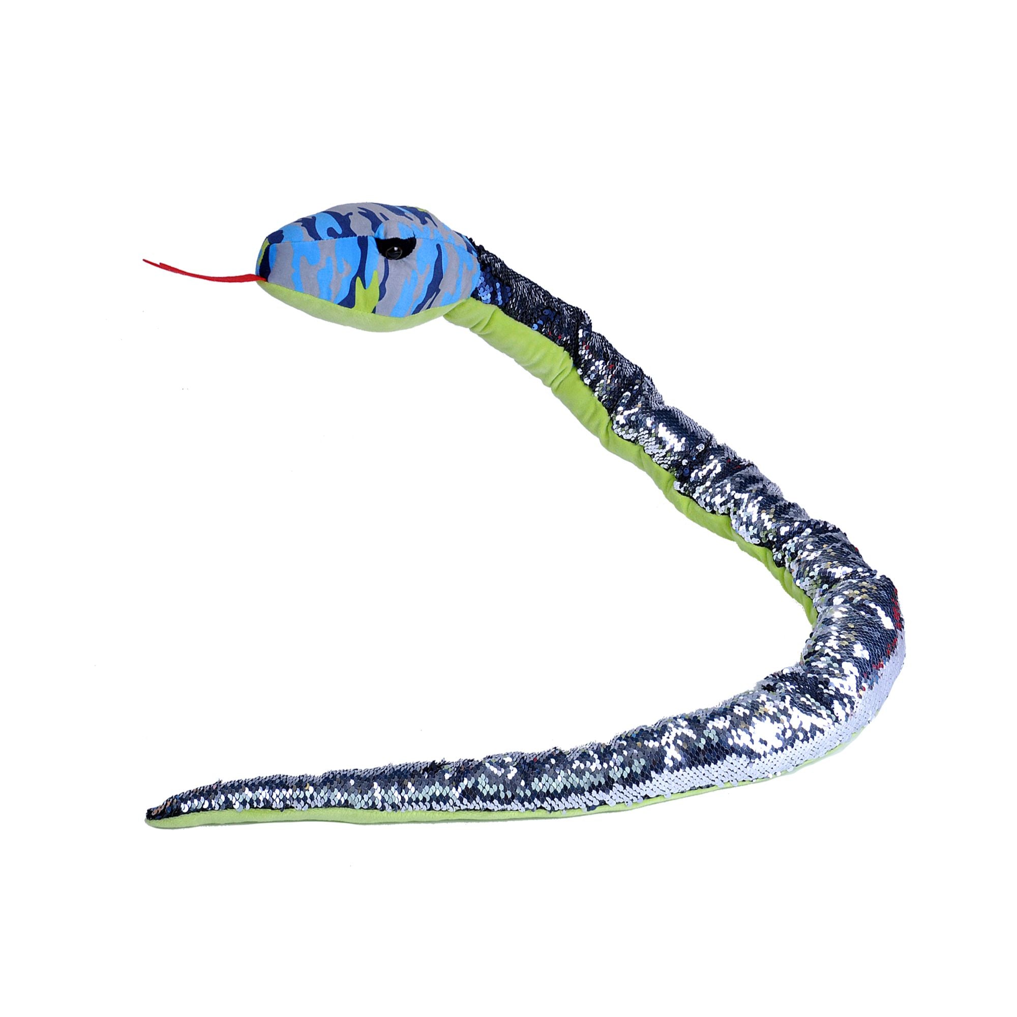 Wild Republic Sequin Blue Camo Snake 54 Inch - Toyworld NZ