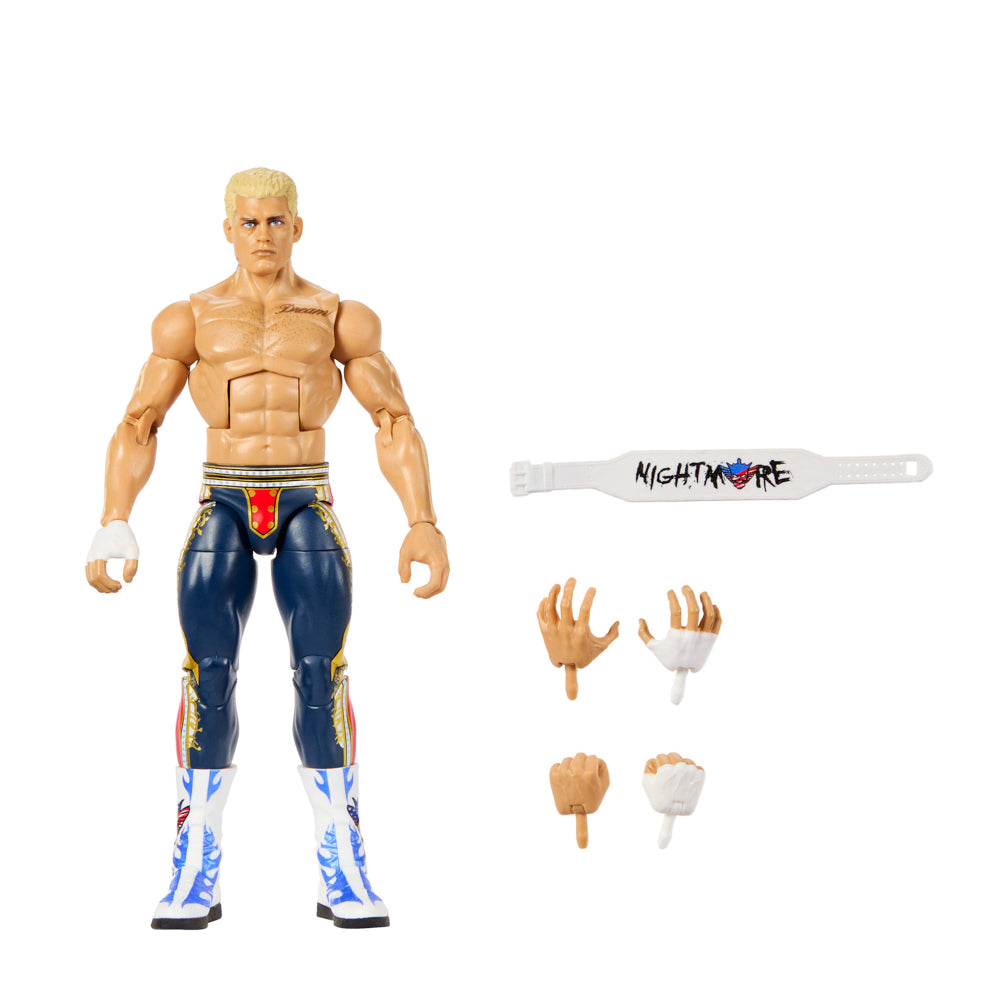 Belt and hands included with the WWE Elite Collection Series 125 - Cody Rhodes 'The American Nightmare' Action Figure toy