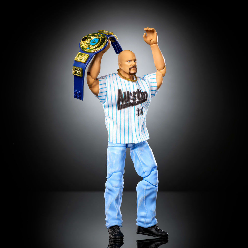 WWE Legends Elite Collection Stone Cold Steve Austin Action Figure doll holding belt