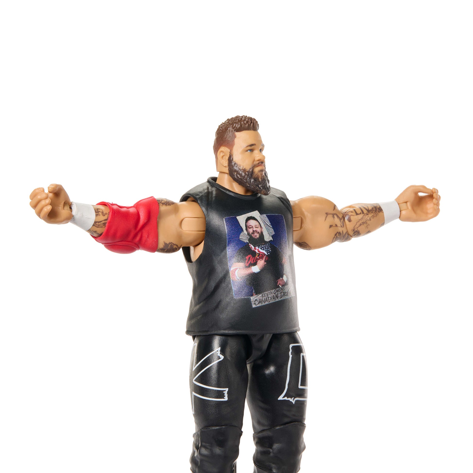 Close up of the WWE Main Event Series 163 Kevin Owens Action Figure doll