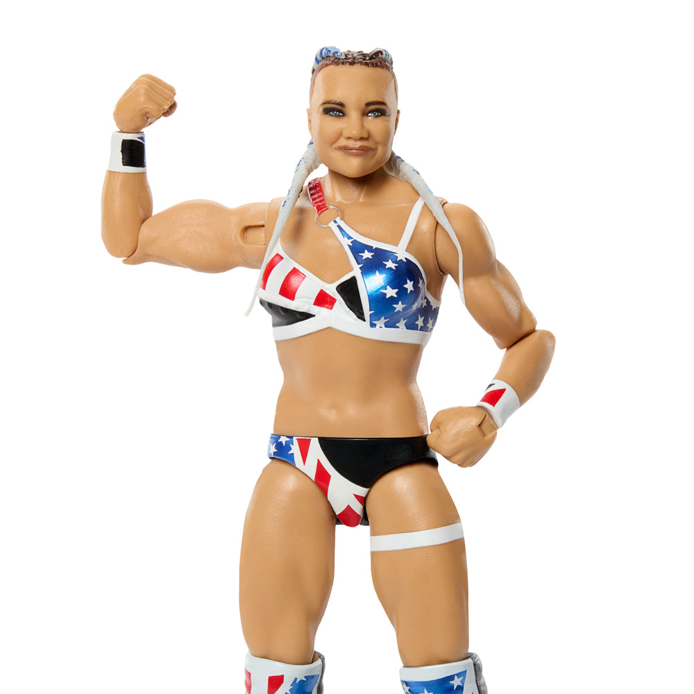 Close up of the WWE Main Event Series 164 Ivy Nile Action Figure toy