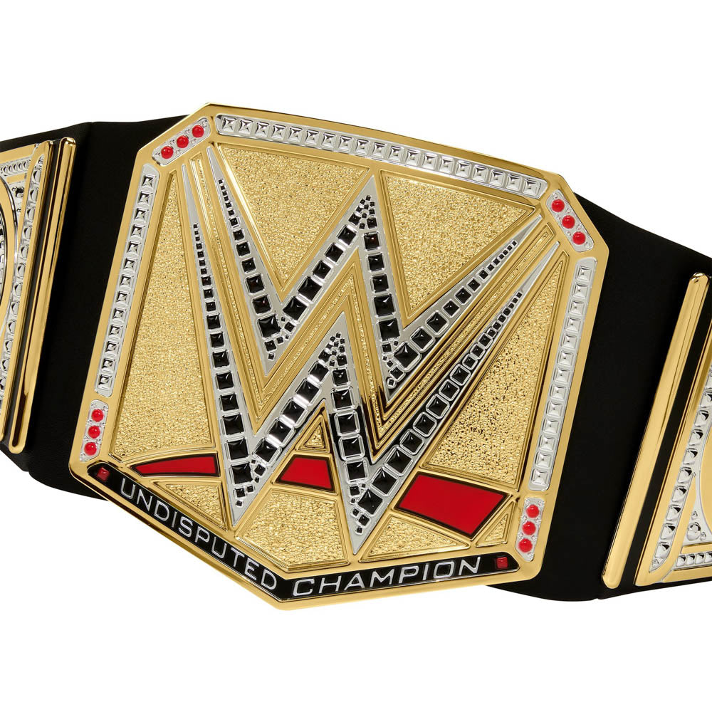 Close up of the WWE Undisputed WWE Universal Championship Belt