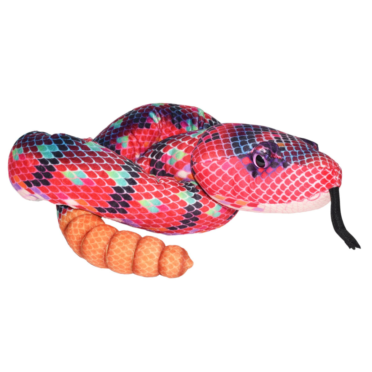 Wild Republic Snake 54 Inch Plush - Red & Green soft toy rattle snake.