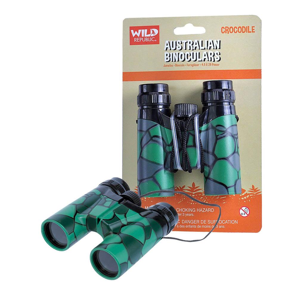 Wild Republic Toy Binoculars - Crocodile green print.
