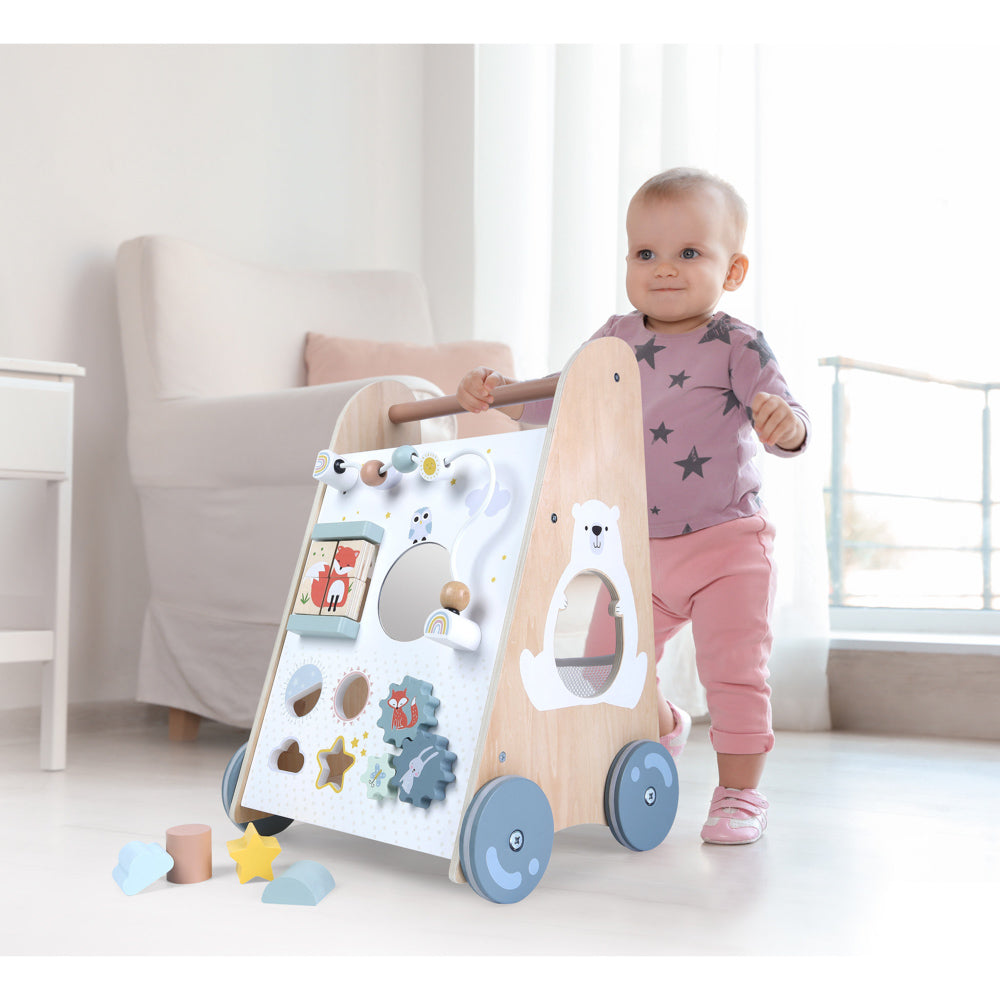 Baby using the Wooden Activity Walker