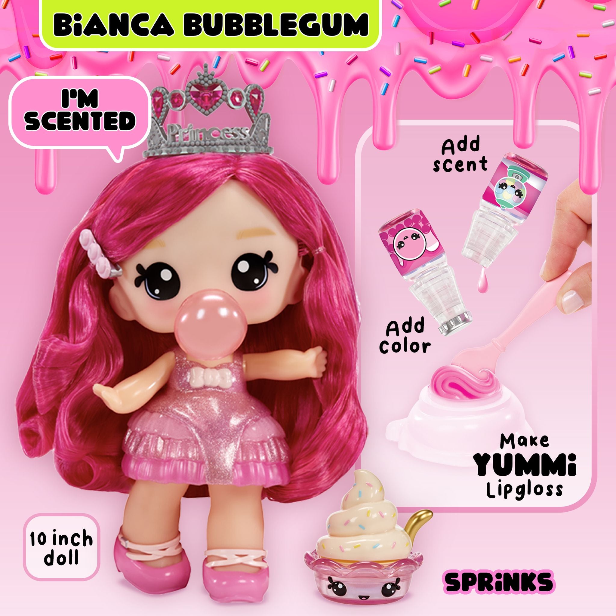 Yummiland Large Doll and Lipgloss Pet-Bianca Bubblegum