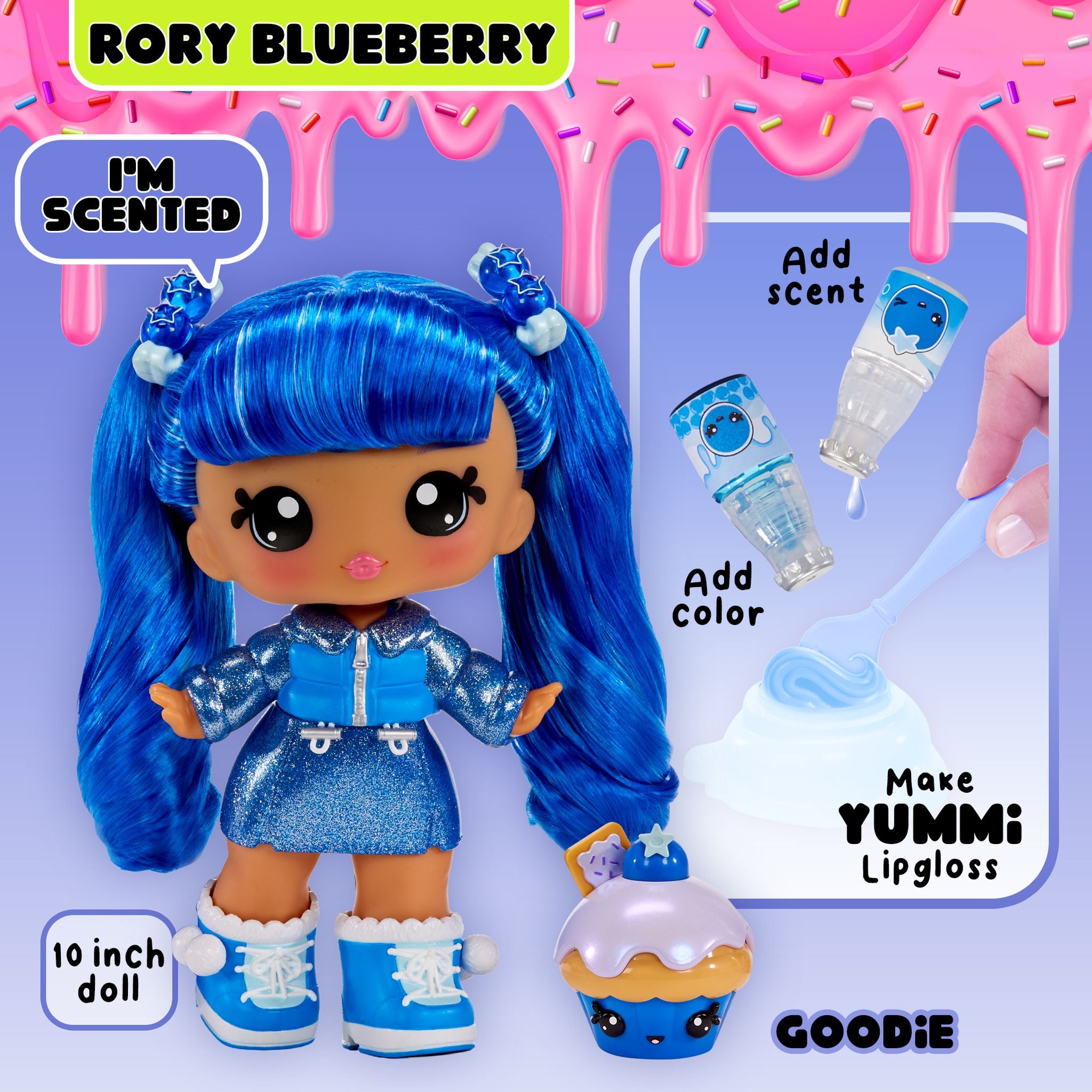 Yummiland Large Doll and Lipgloss Pet-Rory Blueberry
