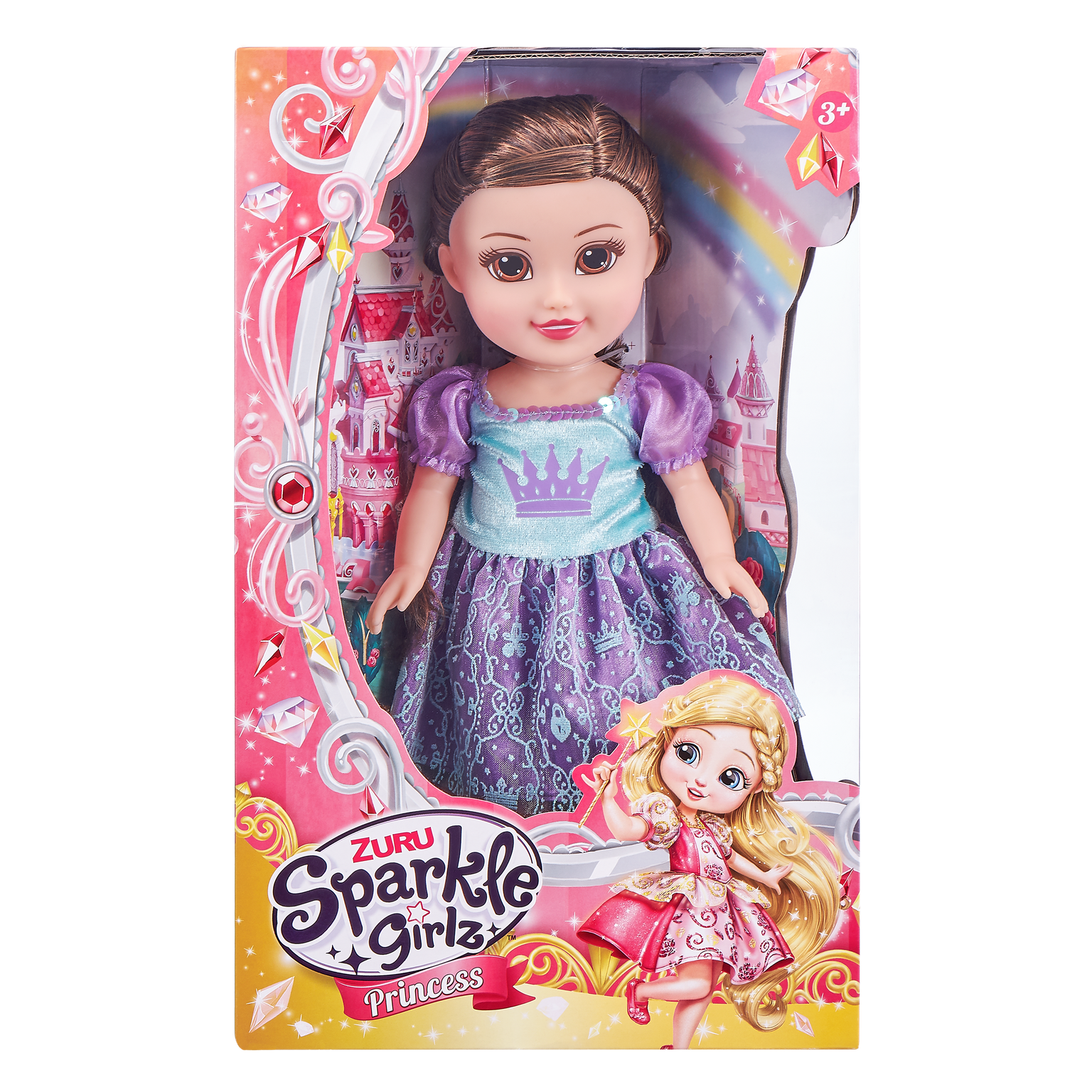 ZURU Sparkle Girlz Tots 13 Inch (33cm) Doll Princess Brown Hair Purple Dress
