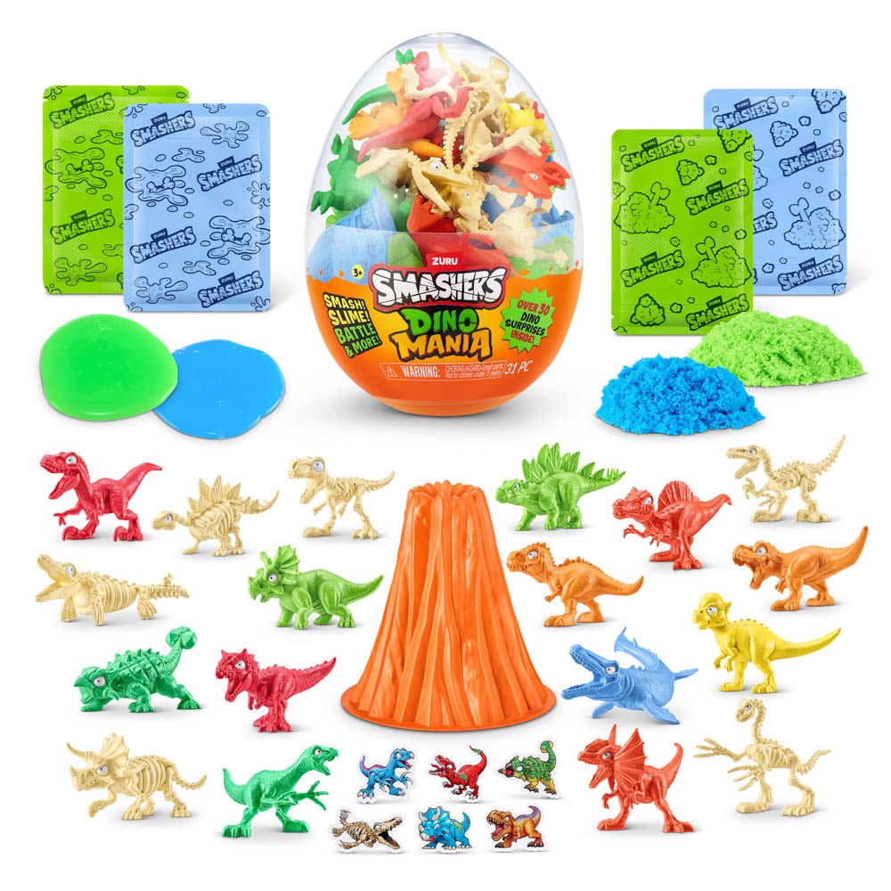 ZURU Smasher DINO Mania Large Egg with Dinosaur toys and slime - Assorted Styles