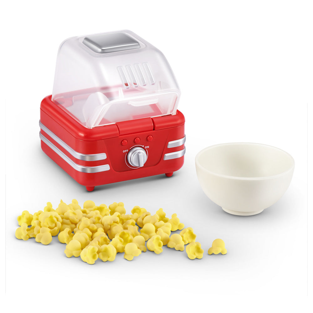 Popcorn machine, popcorn, and bowl from the ZURU Mini Bands Magic Cook Kitchen S1 Toy Popcorn Machine