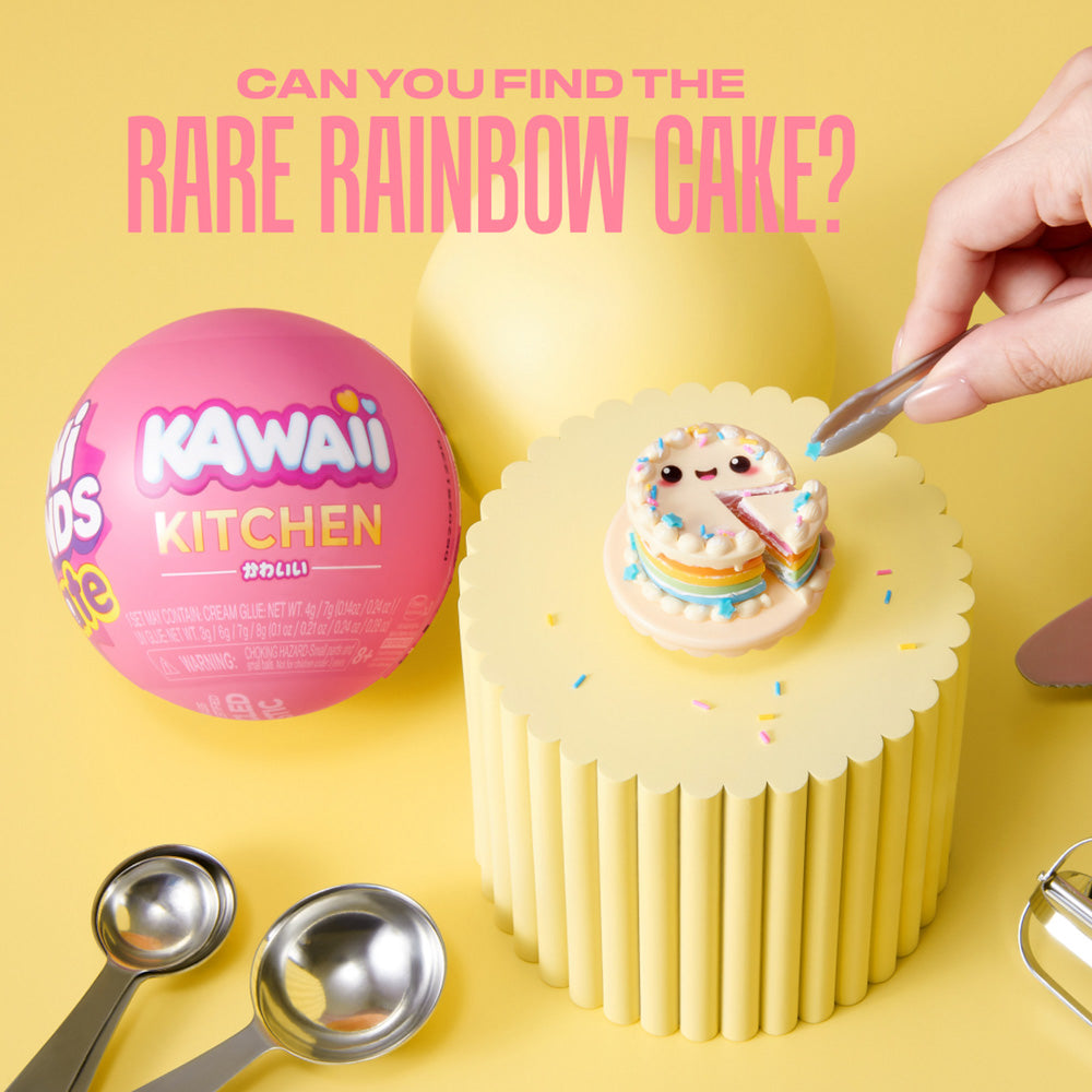 Find the rare rainbow cake in the ZURU Mini Brands Create Kawaii Kitchen Capsule Series 1 blind box