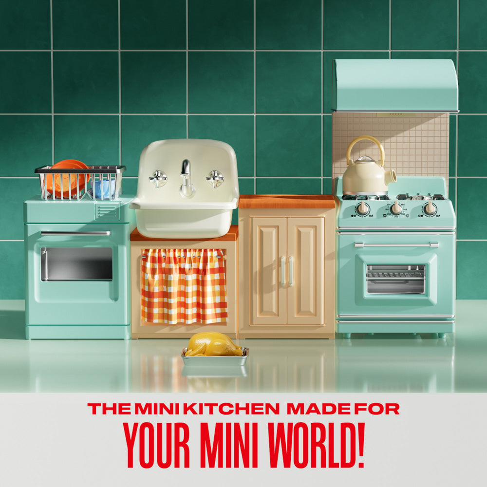 ZURU Mini Brands Magic Cook Kitchen Playset Toy with dishwasher, sink, stove, and oven.