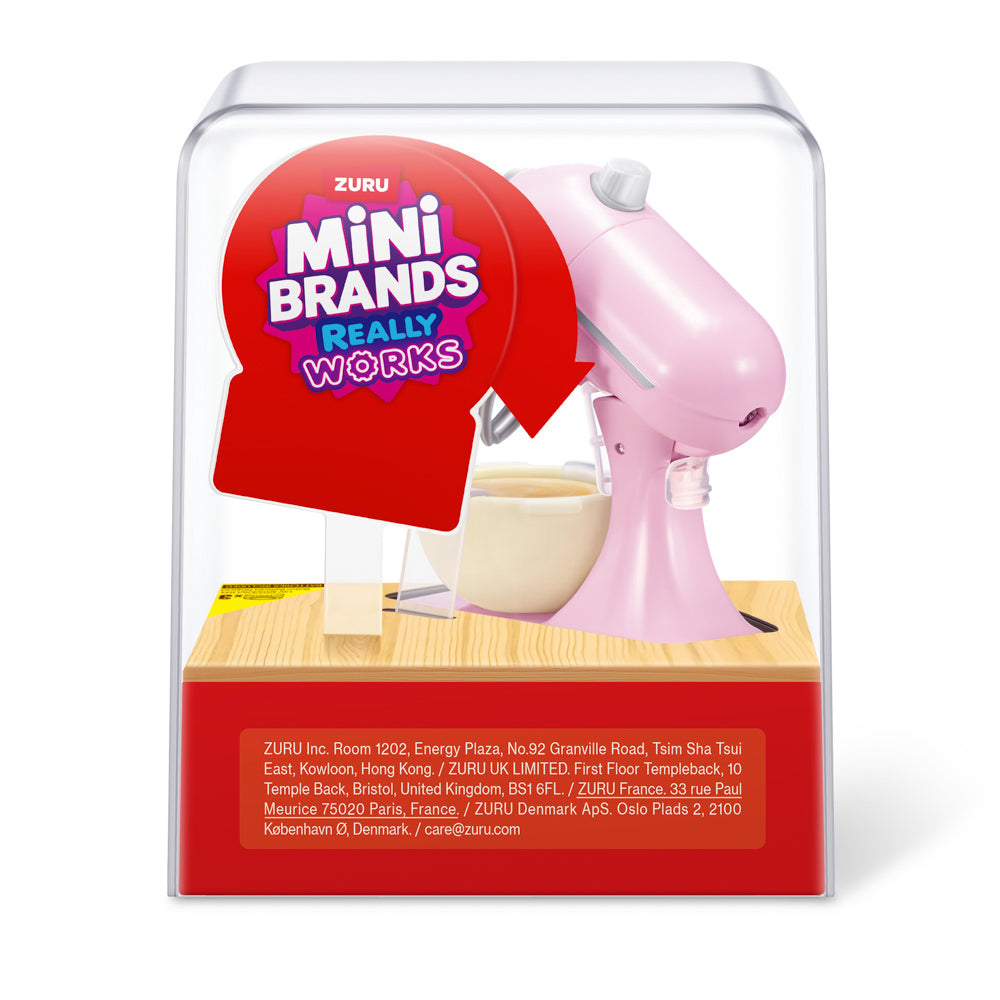 Back of packaging for the ZURU Mini Brands Magic Cook Toy Kitchen S1 Mixer