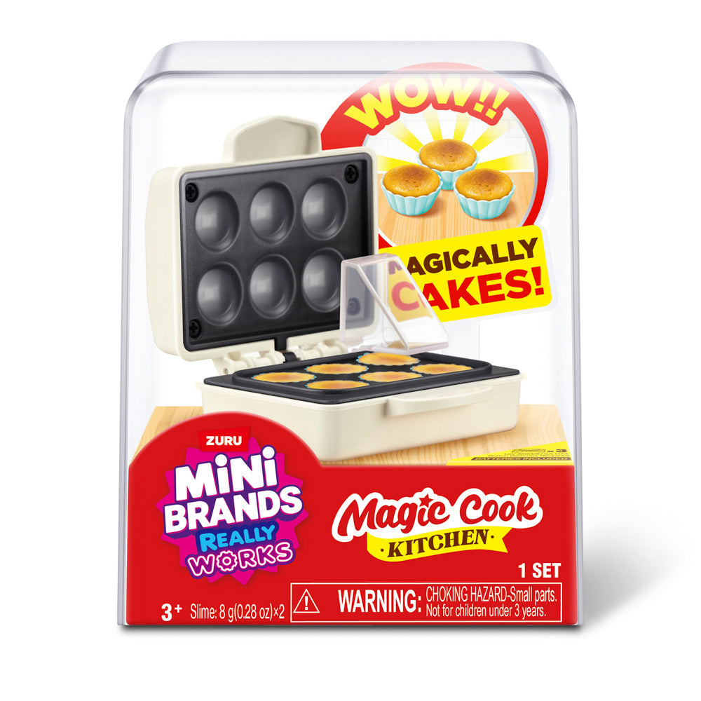 ZURU Mini Brands Magic Cook Kitchen S1 Toy Cup Cake Maker Oven, in packaging