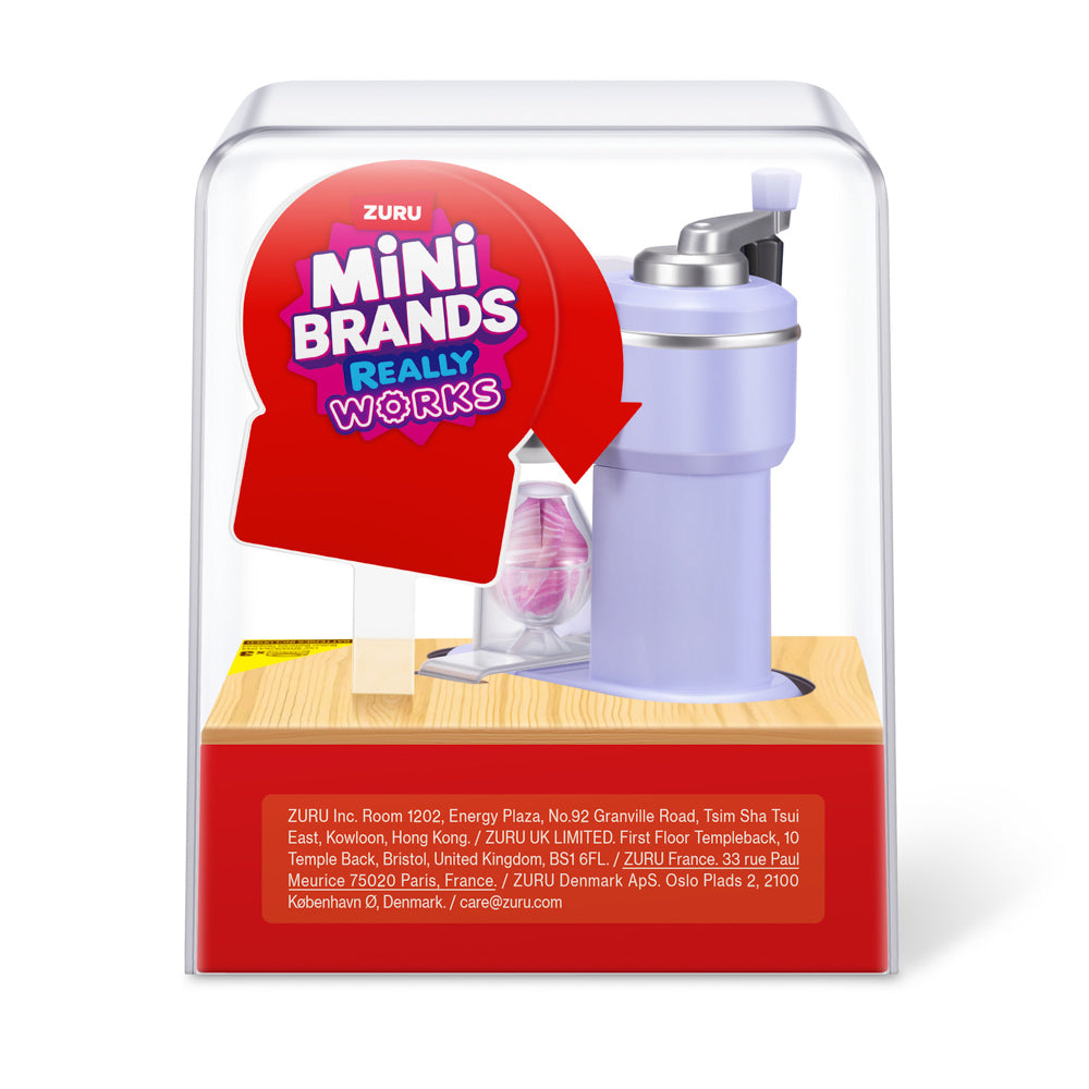 Back packaging of the ZURU Mini Brands Magic Cook Kitchen S1 Toy Ice-Cream Maker