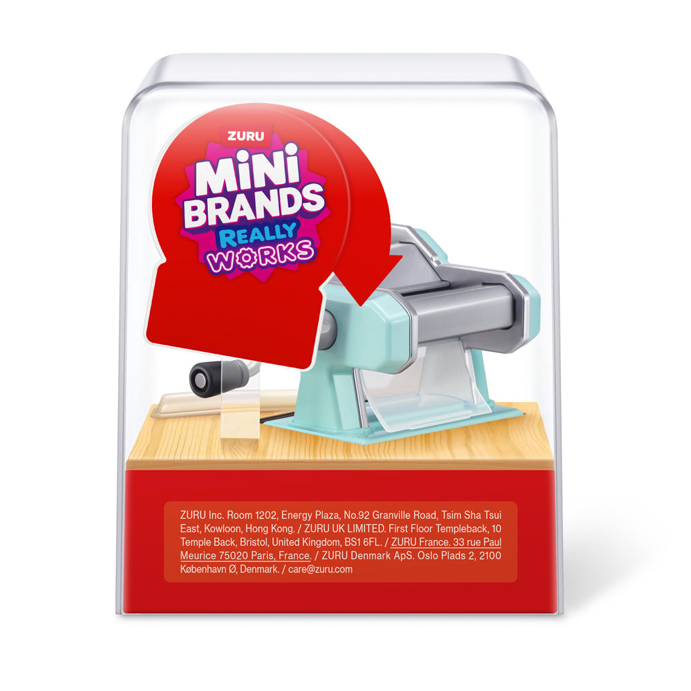 Back packaging of the ZURU Mini Brands Magic Cook Kitchen S1 Toy Pasta Maker