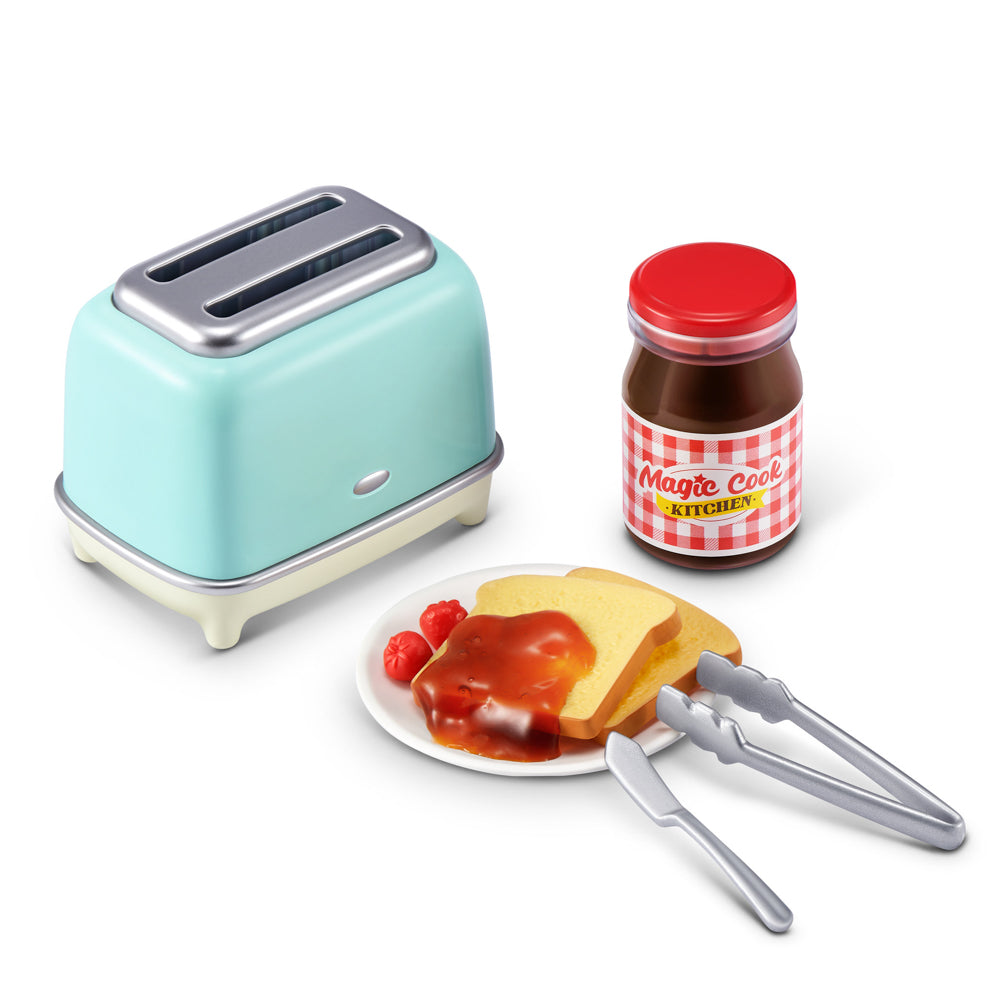 Toaster, toast, and jam in the ZURU Mini Brands Magic Cook Kitchen S1 Toaster