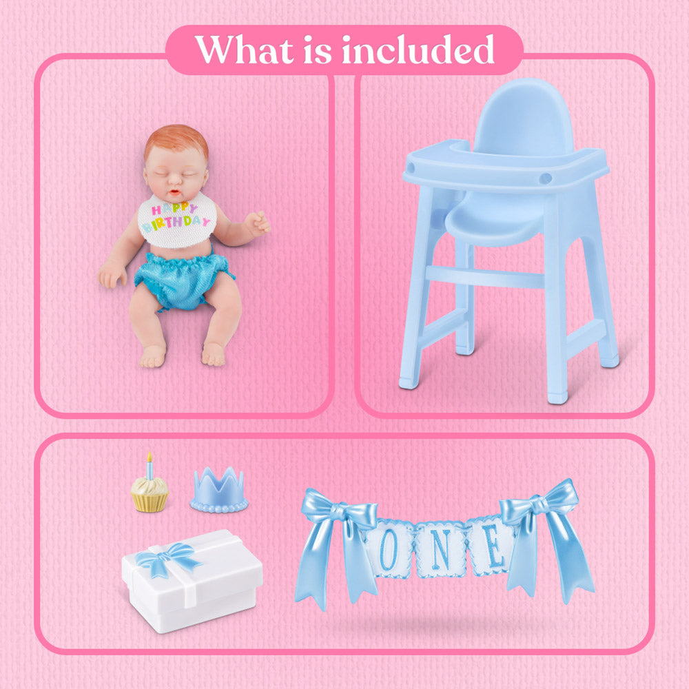 Every set contains a My Mini baby doll, a playset element and accessories.